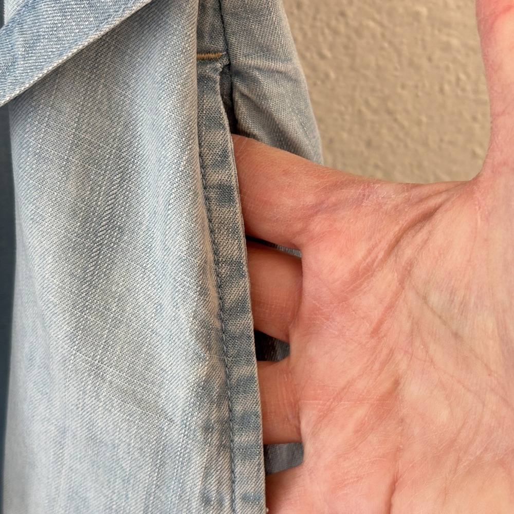 Eddie Bauer Chambray Shift Dress Womens 8 Blue Sleeveless Embroidered Preppy - Picture 8 of 12